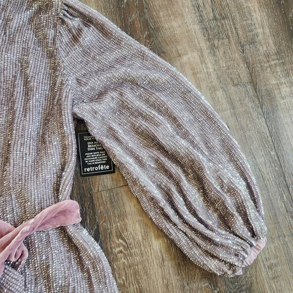 Retrofete Gabrielle Robe Dress in Dusty Lilac Size Small Sequins NWT - Picture 5 of 12